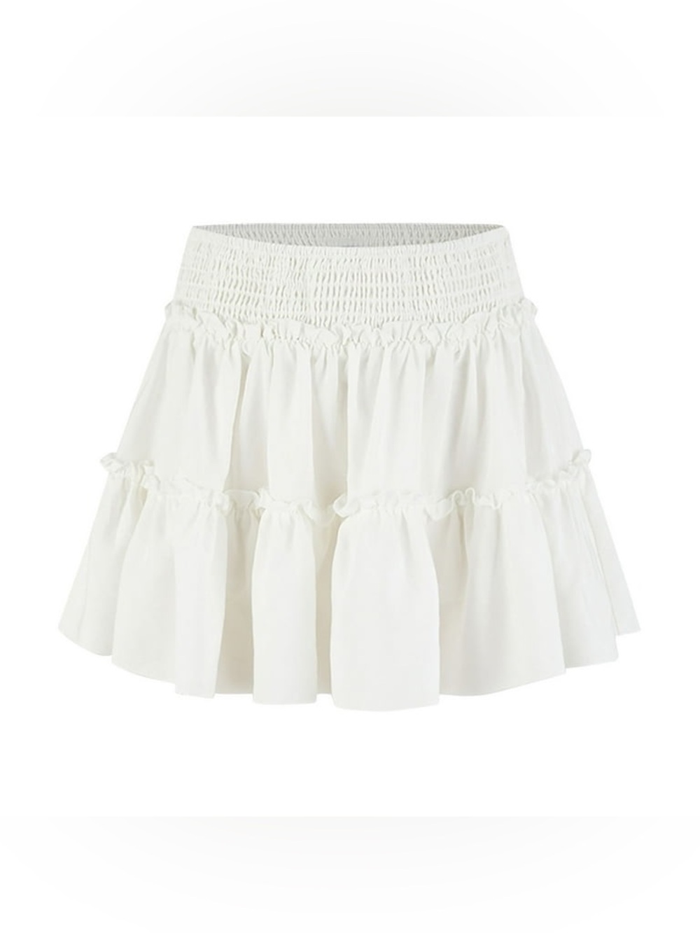 Sienna Sky mini skirt tiered ruffle white smocked shirred skort shorts womens M